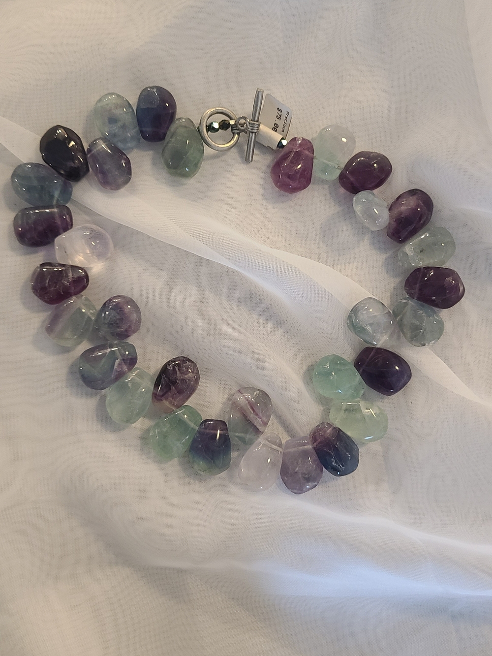 NWT Multi-Color Boho Vintage Rainbow Fluorite Bead Choker Necklace Prescious